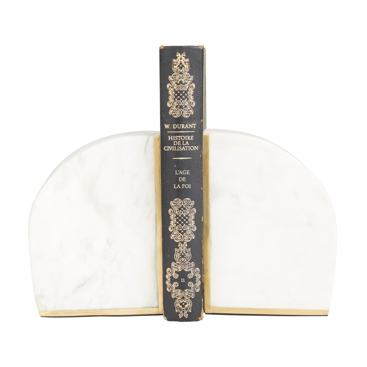 CosmoLiving by Cosmopolitan White Marble Glam Bookends, 6" x 4" x 2"
